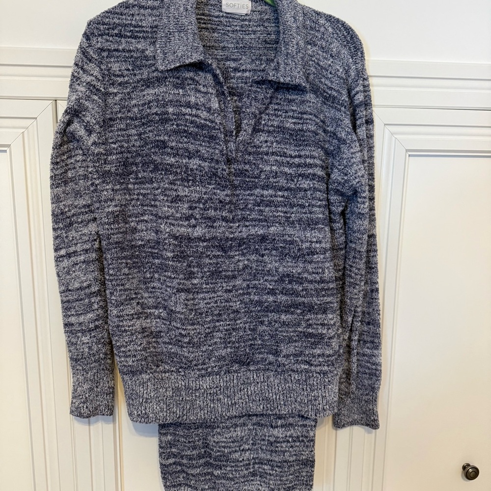 SoftiesWomens Heathered Blue Sweater and pants loungewear set. So soft and cozy!